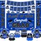 Class of 2026 Graduation Decorations Set - Blue & White Congrats Grad Party Kit - Includes Large Fabric Backdrop, Banner, & Premium Balloon Set - All-in-One 2026 Celebration Supplies